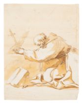 French school, XVIII century - Friar in prayer