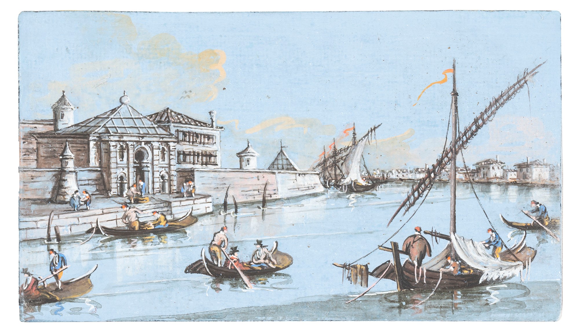 Giacomo Guardi (Venezia 1764-1835) - View of the castle and port of Chioggia