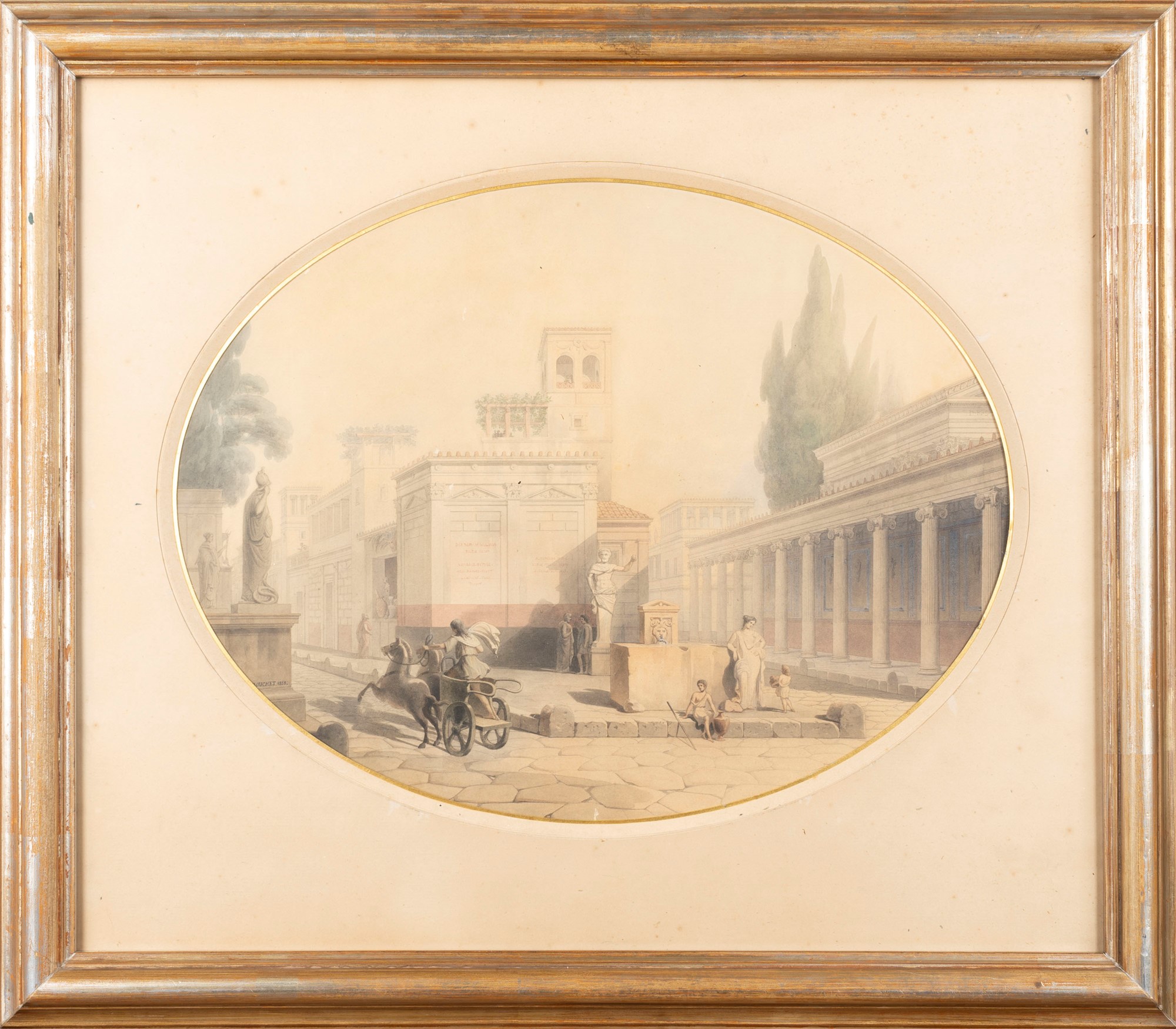 Jules-Frédéric Bouchet (Parigi 1799-1860) - Pompeian crossroads - Image 3 of 4