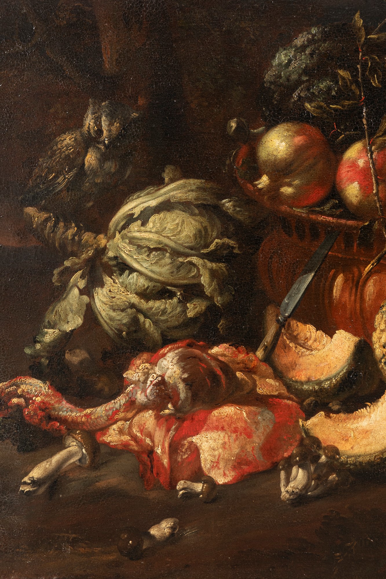 Felice Boselli (Piacenza 1650-Parma 1732) - Entrails, vegetables and fruits with a owl - Image 4 of 7
