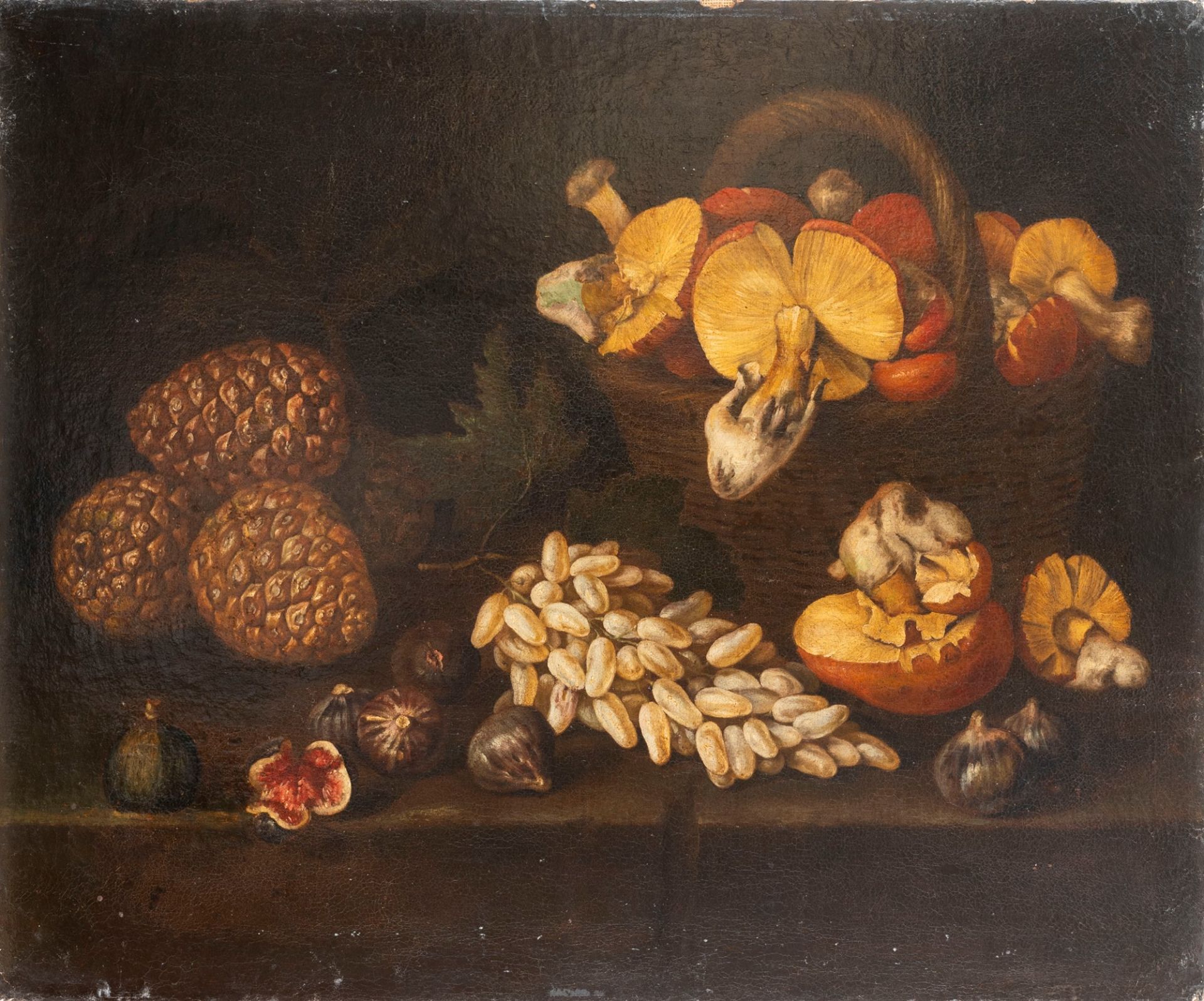 School of Central Italy, XVII century - Apples, grapes and watermelon on a table; Mushrooms, grapes - Bild 4 aus 5