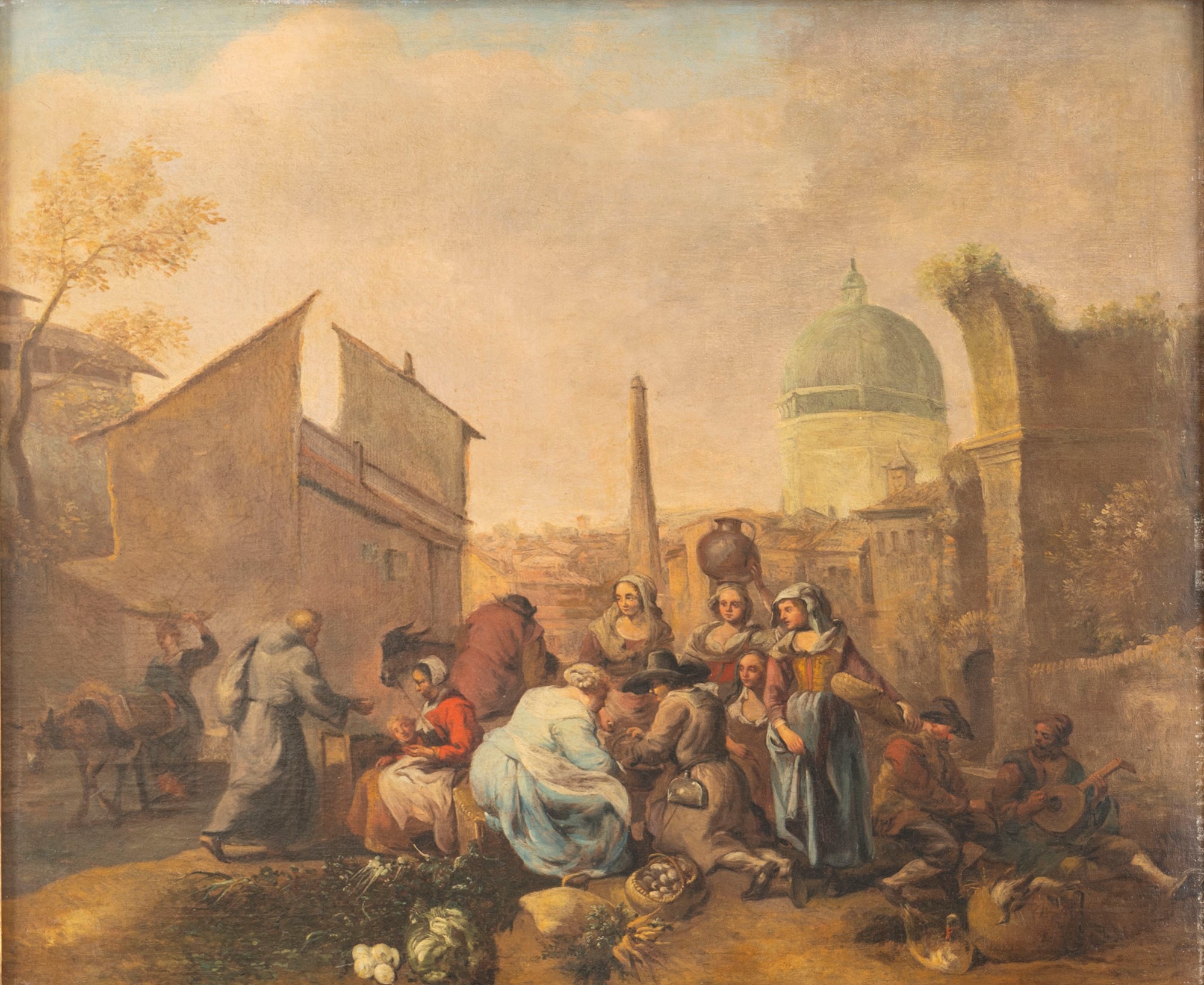 Circle of Hendrick Mommers (1623 - 1693) - Two market scenes with views of Rome in the background - Image 5 of 7