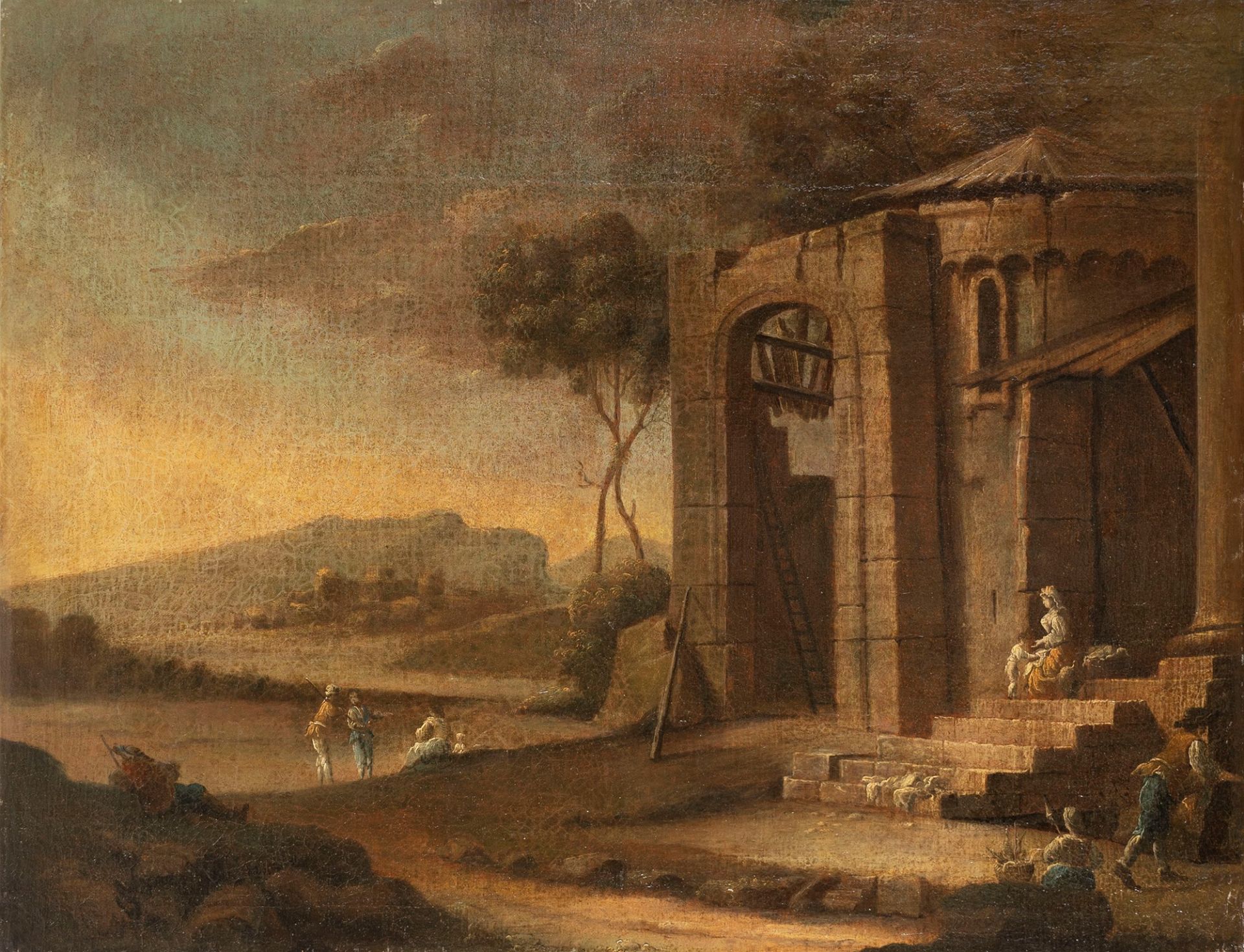 Italian school, eighteenth century - Two architectural caprices with figures - Bild 2 aus 5