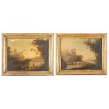 Italian school, late eighteenth century - early nineteenth century - Two Arcadian landscapes with by