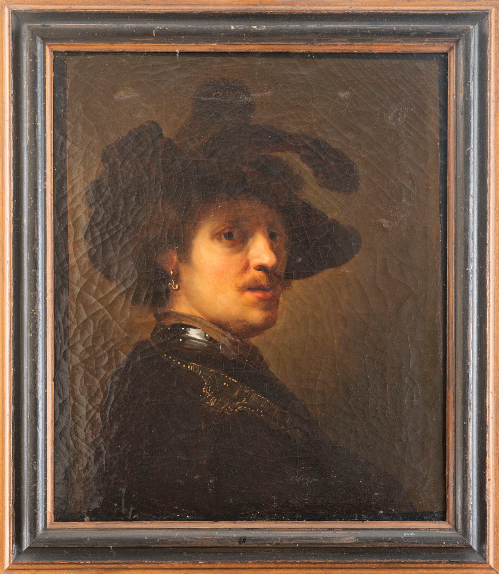 After Rembrandt - Portrait of a man with a plumed hat - Image 2 of 3