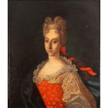 School of Northern Italy, XVIII century - Half-length portrait of a gentlewoman with a red bow
