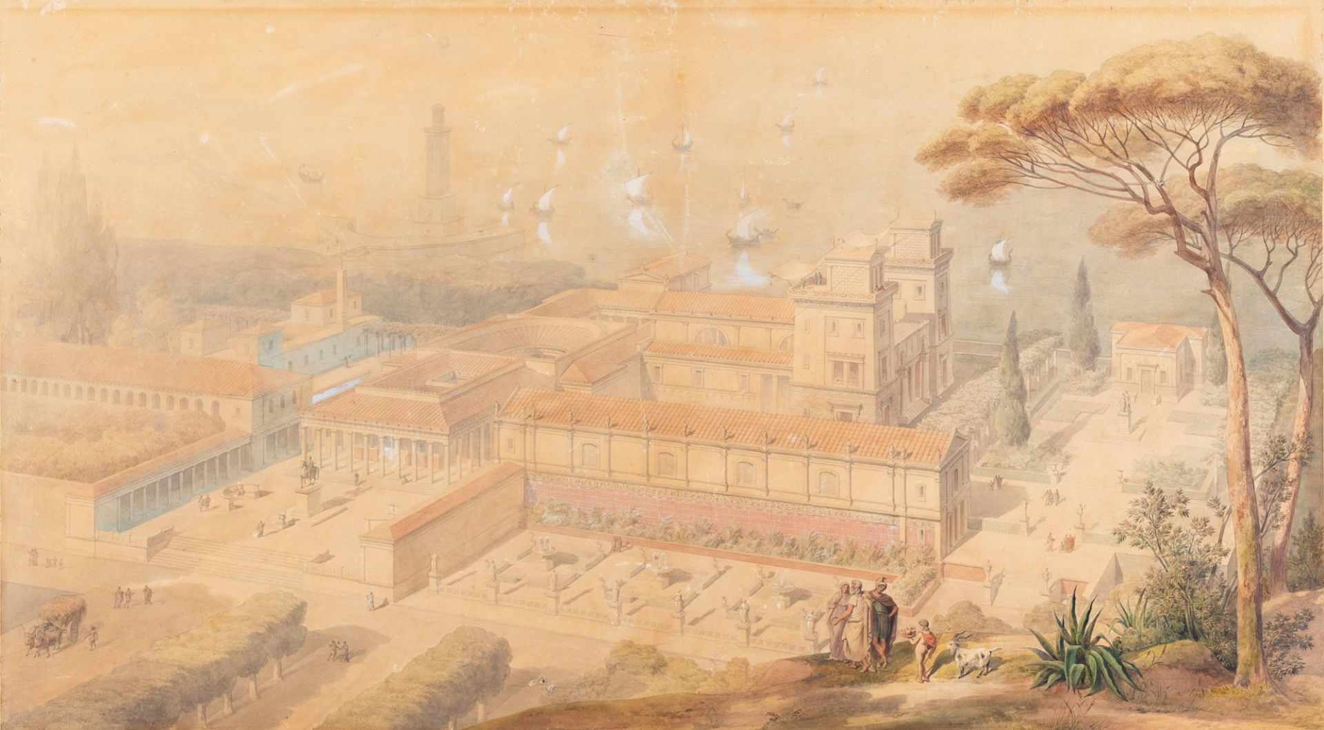Jules-Frédéric Bouchet (Parigi 1799-1860) - View of Pliny's Villa Laurentina