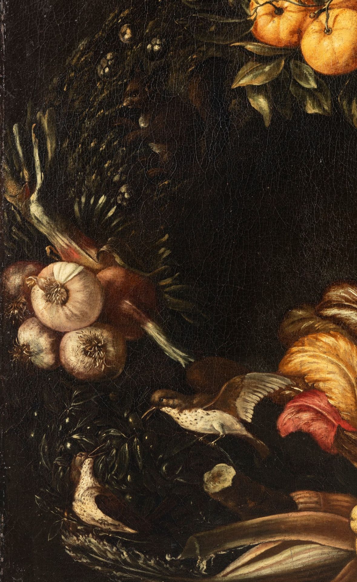 Neapolitan school, XVII century - Garland of fruit and vegetables with birds - Image 6 of 7