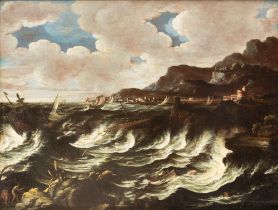 Circle of Pieter Mulier, known as the Tempest (Haarlem 1637 – Milan 1701) - Storm with sailing ships