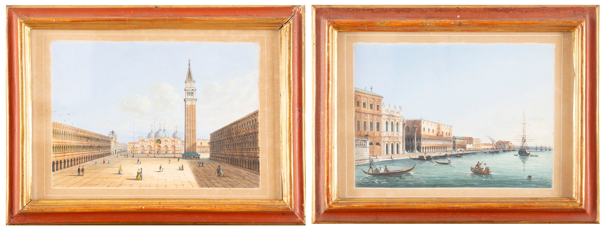 Venetian school, nineteenth century - Venice, Piazza San Marco; and Venice, San Marco Basin