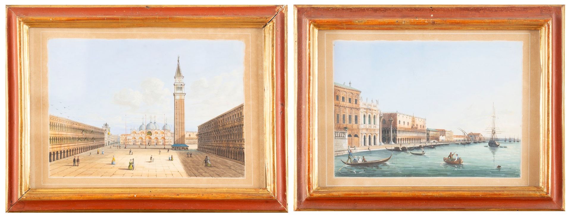 Venetian school, nineteenth century - Venice, Piazza San Marco; and Venice, San Marco Basin