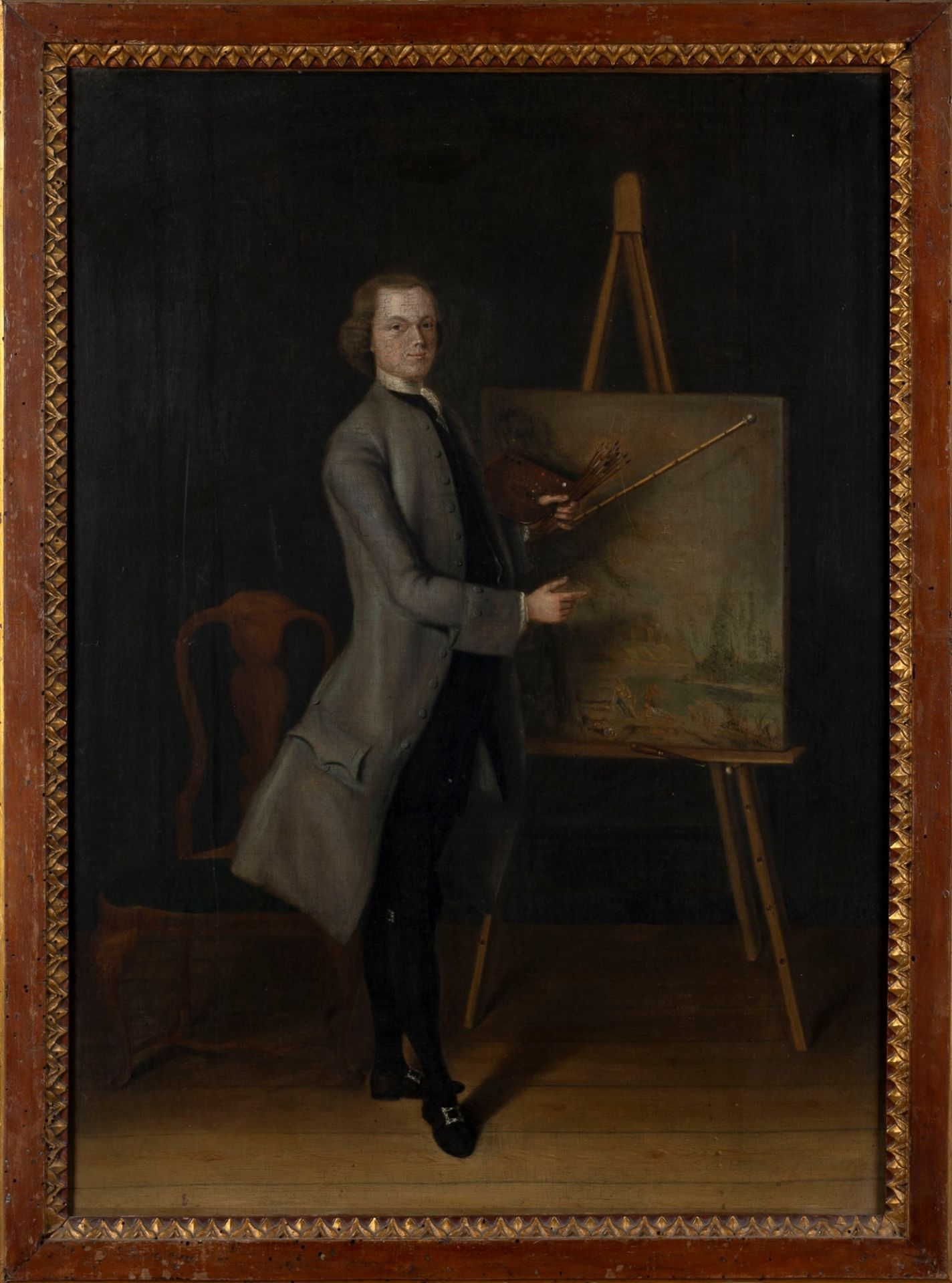 English School, XVIII Century - Portrait of an artist at the easel - Bild 2 aus 3