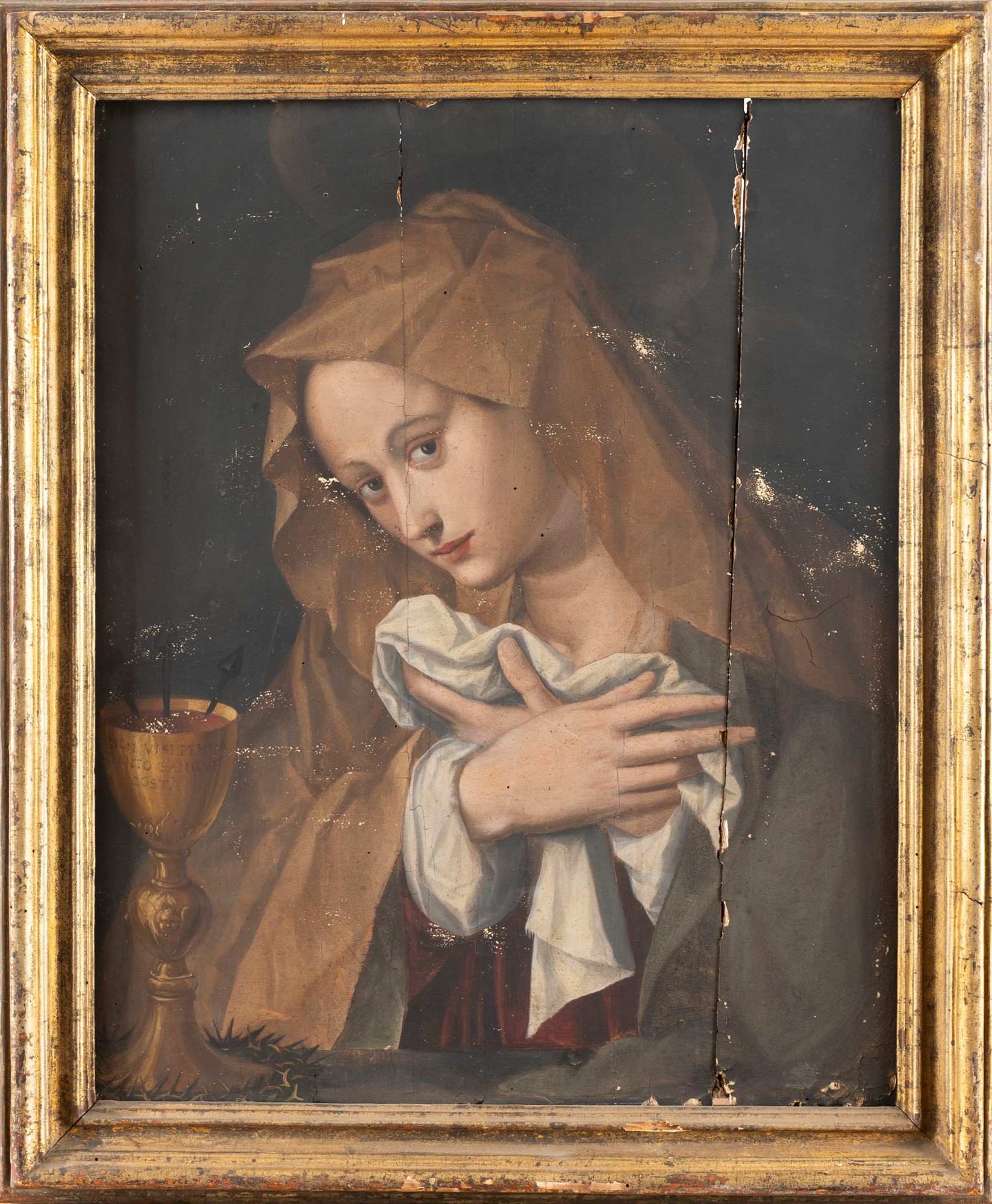 Tuscan School, late sixteenth century - early seventeenth century - Madonna praying with the cup of - Image 2 of 3