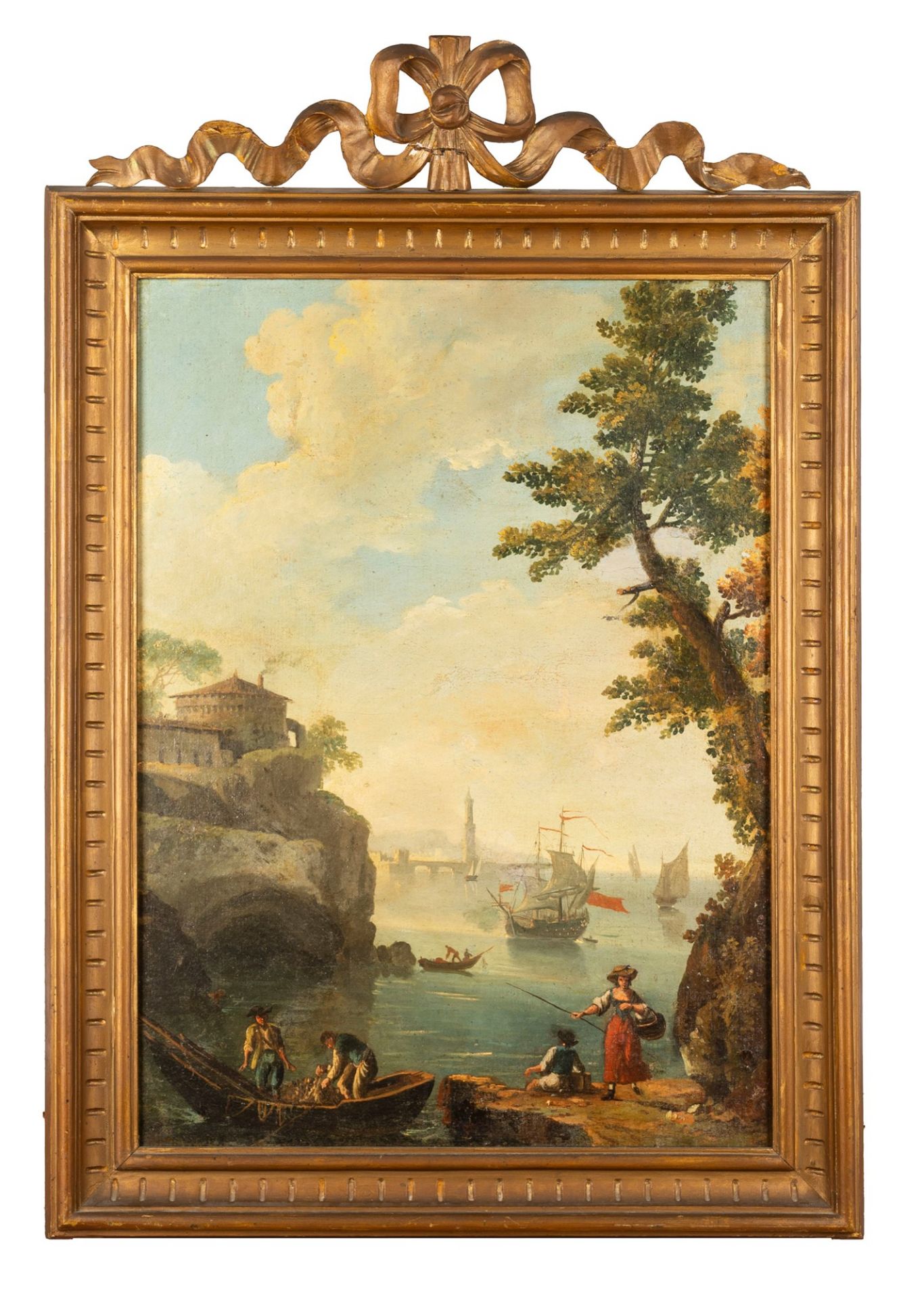 Italian school, eighteenth century - Two coastal landscapes with fishermen and sailing ships - Image 3 of 7