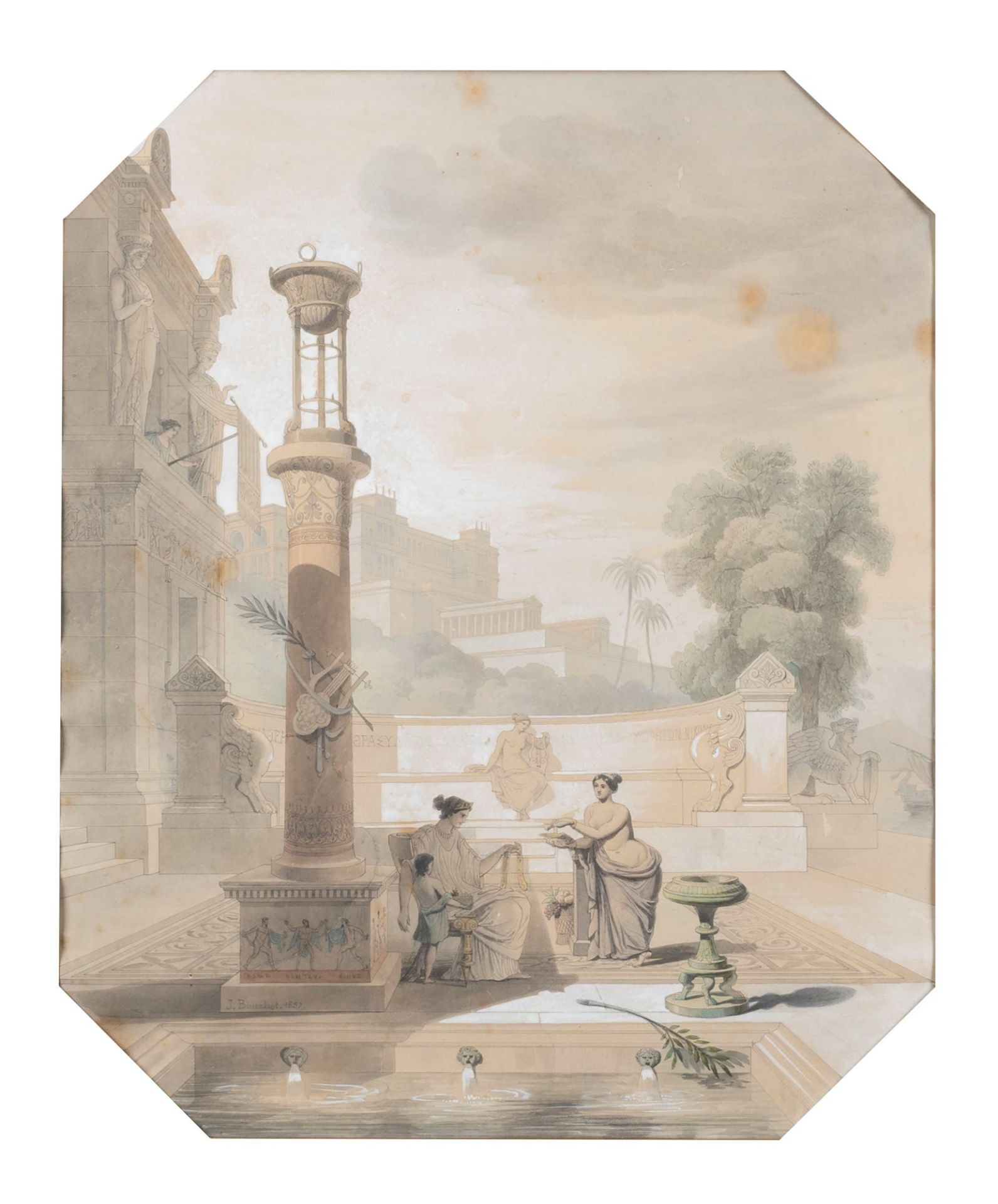 Jules-Frédéric Bouchet (Parigi 1799-1860) - Baths of a Pompeian villa