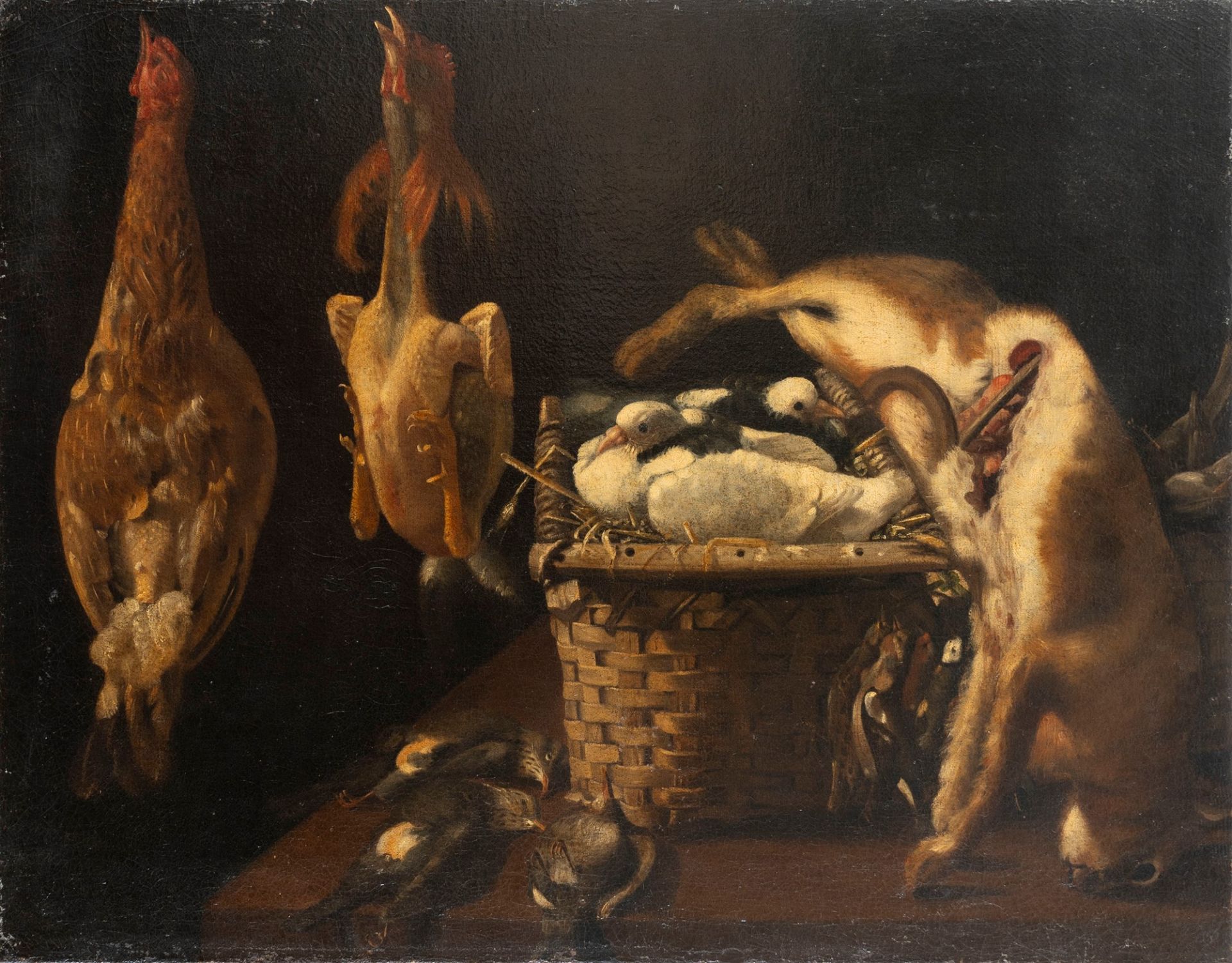 Flemish artist active in northern Italy, seventeenth century - Hunting triumph with pigeons in a wic