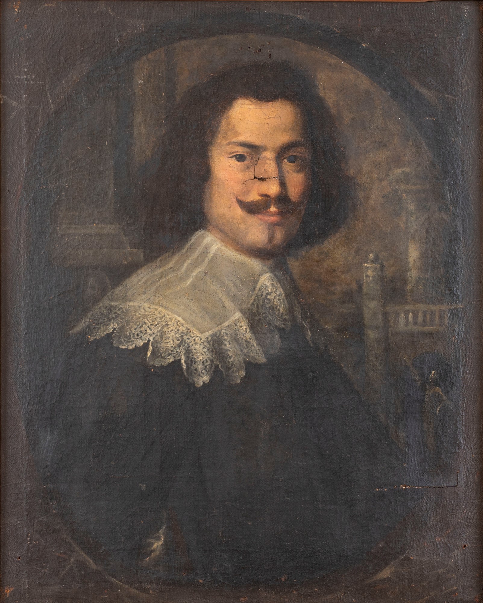 School of Northern Italy, XVII century - Half-length portrait of a man with lace collar