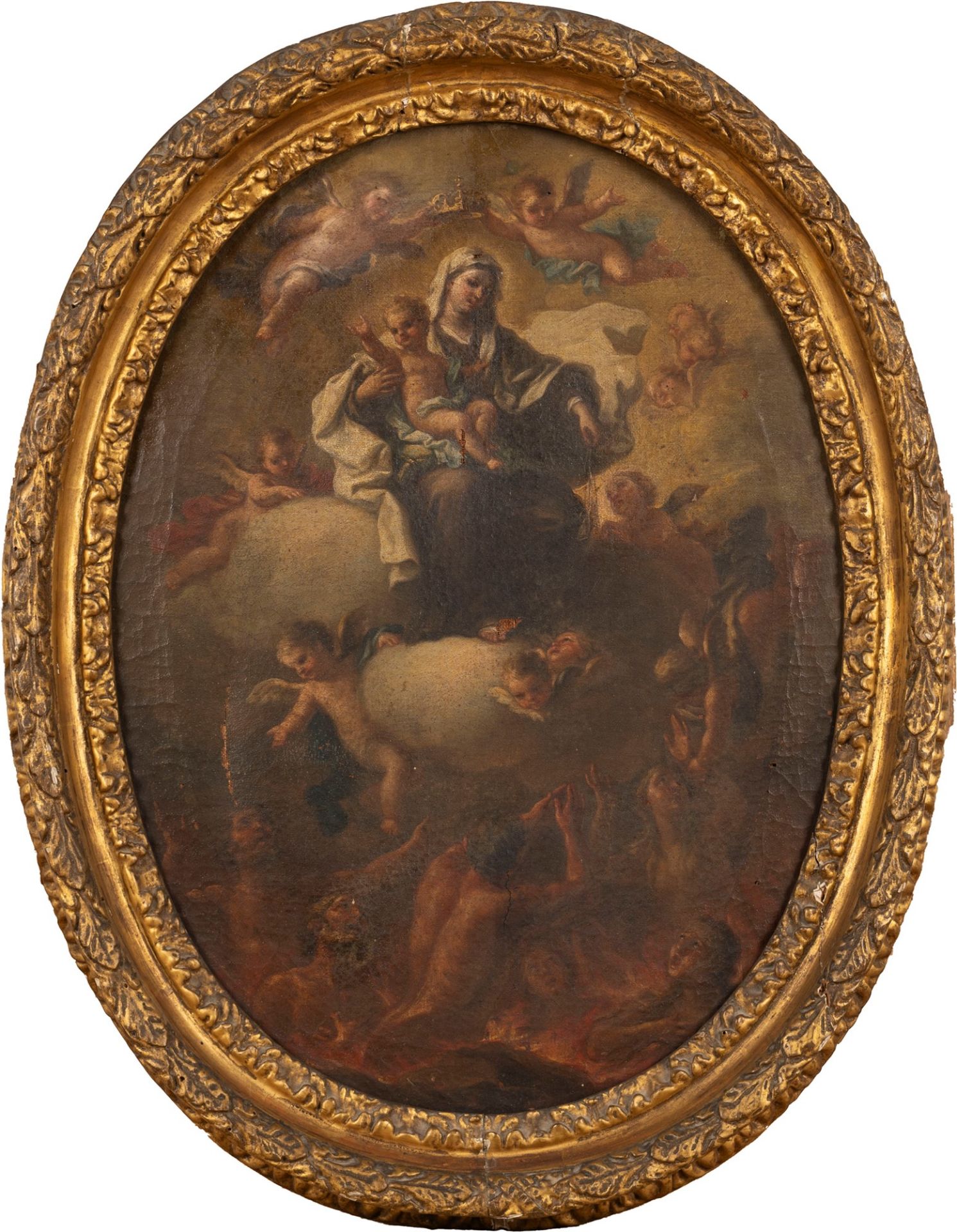 Neapolitan school, eighteenth century - Apparition of the Virgin with Child to the souls in purgator - Image 2 of 3