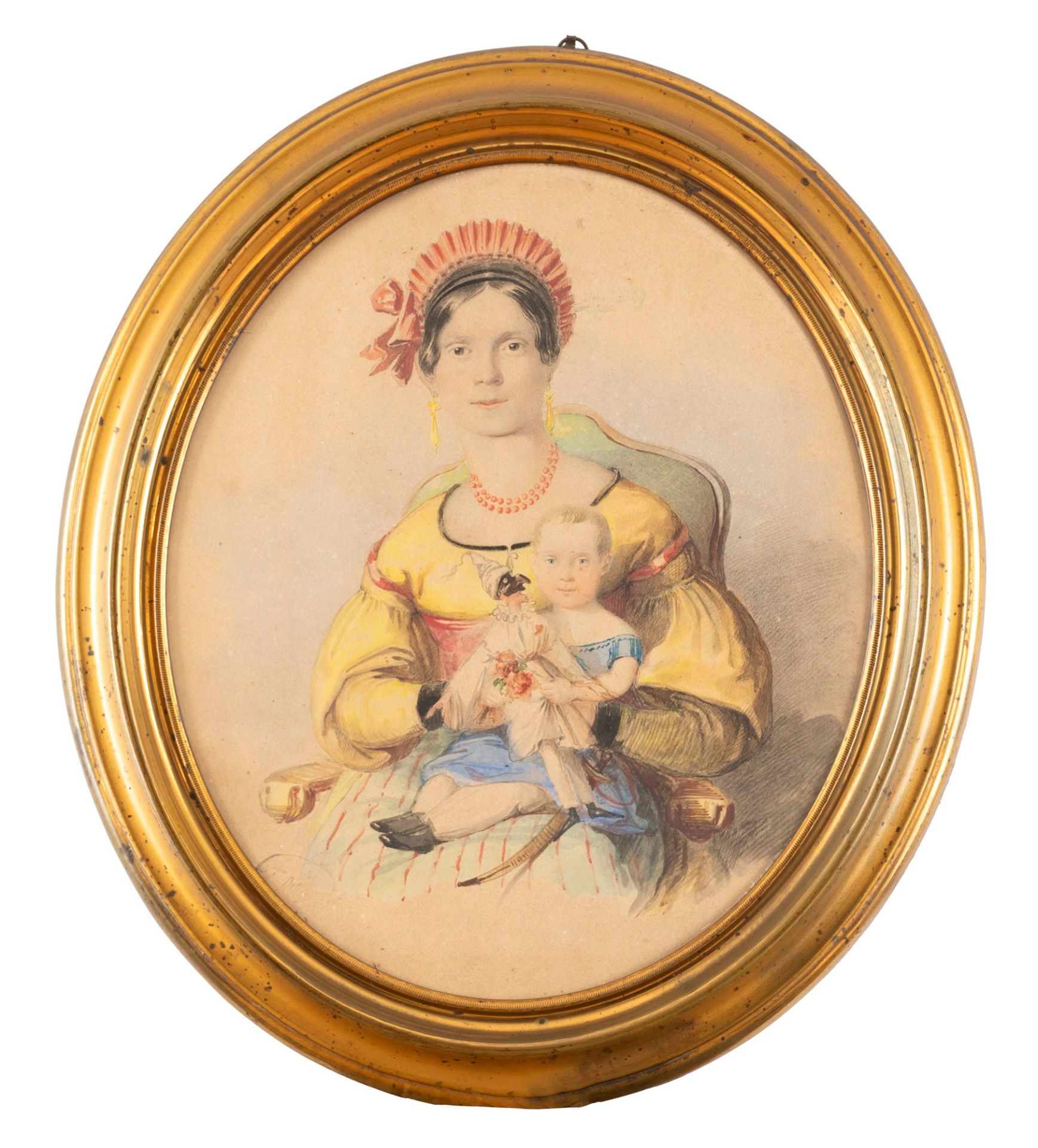 Italian School, XIX Century - Portrait of young mother with her baby - Image 3 of 4