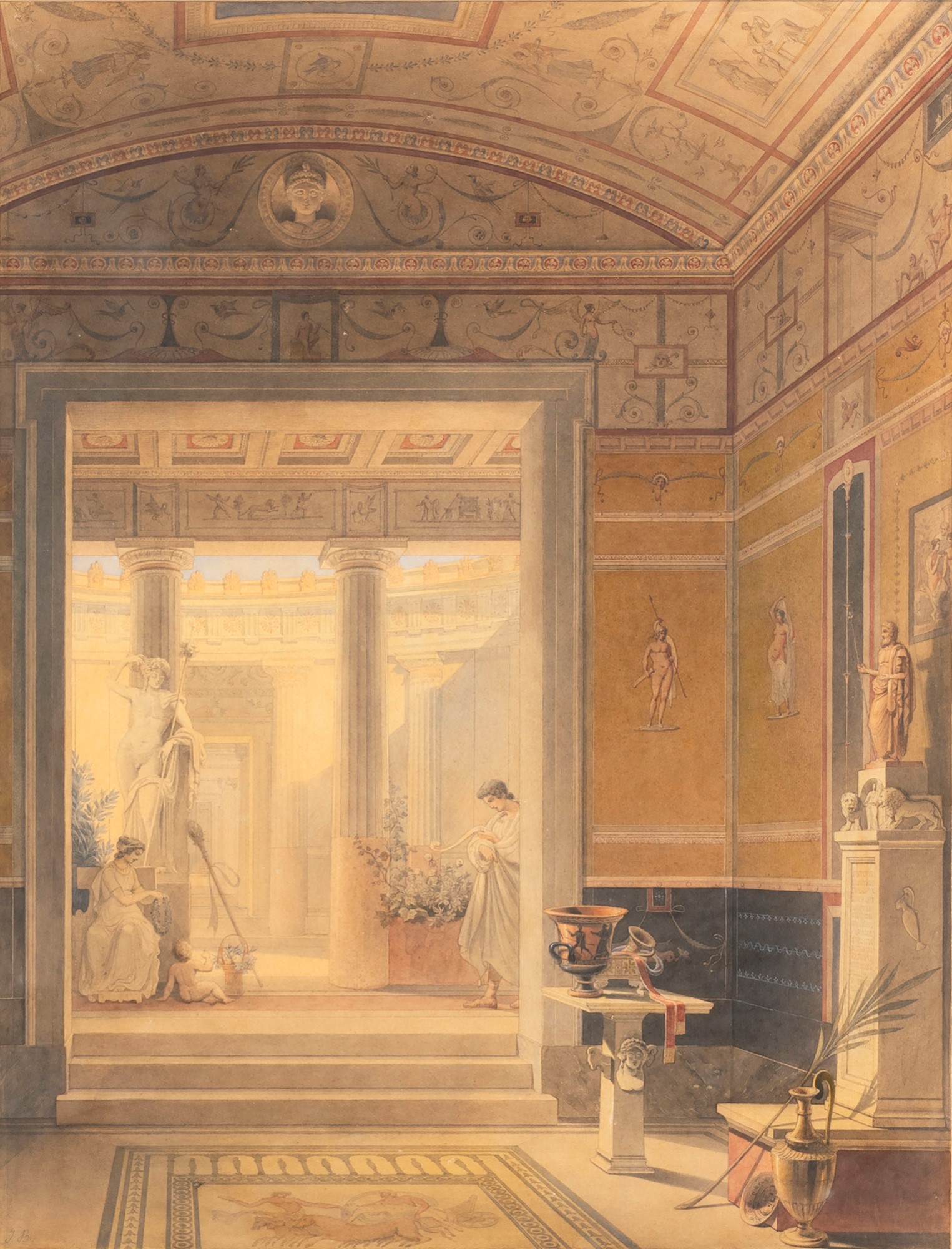 Jules-Frédéric Bouchet (Parigi 1799-1860) - Tablinum of a Pompeian villa