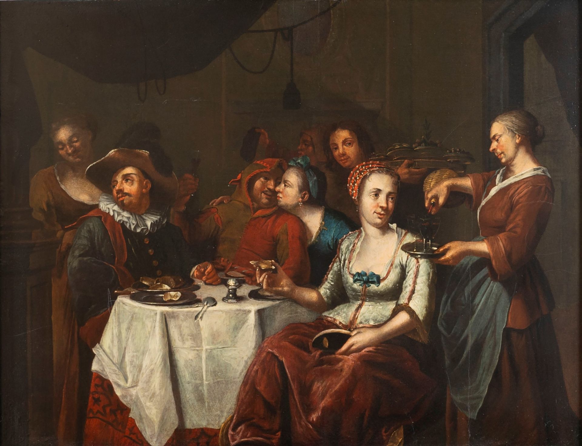 Circle of Hendrick Govaerts (1669-1720) - Interior scene with banquet