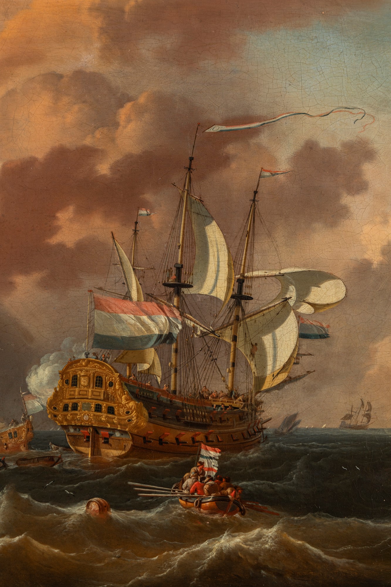 Abraham Storck (Amsterdam 1644-1708) - Sea with vessels sailing - Image 4 of 5