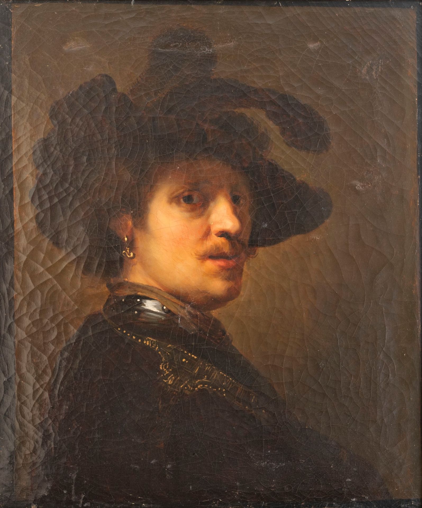 After Rembrandt - Portrait of a man with a plumed hat