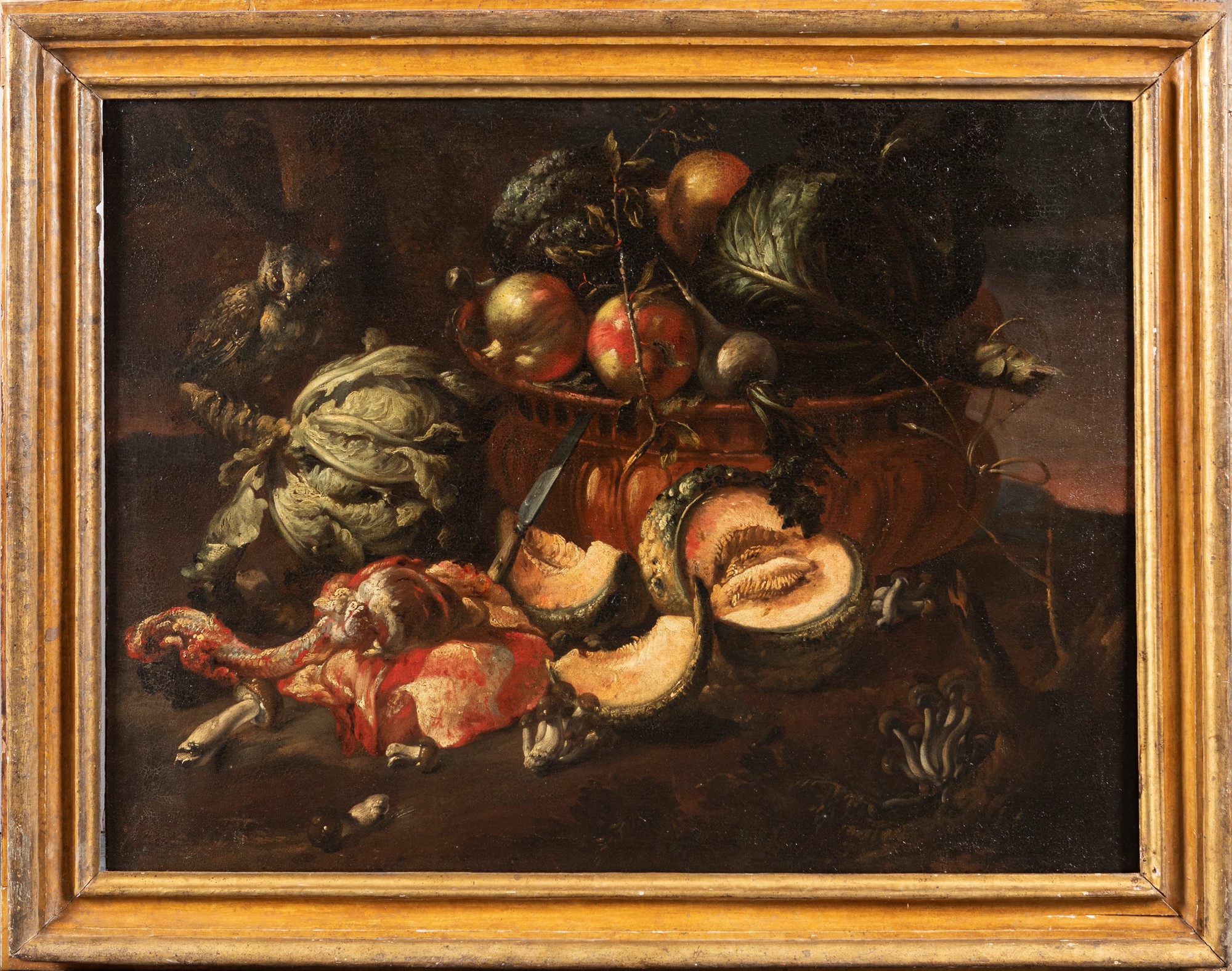 Felice Boselli (Piacenza 1650-Parma 1732) - Entrails, vegetables and fruits with a owl - Image 2 of 7
