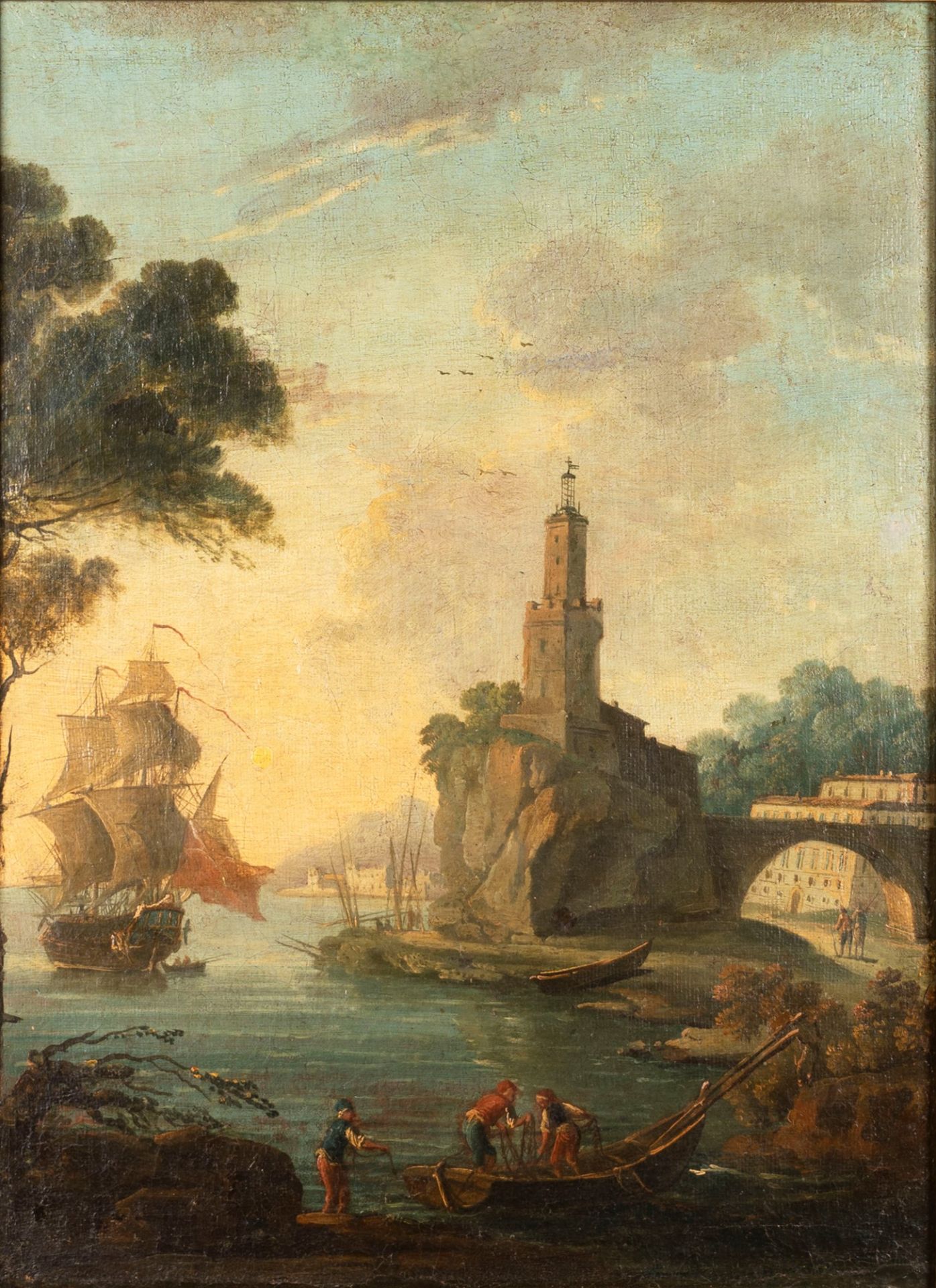 Italian school, eighteenth century - Two coastal landscapes with fishermen and sailing ships - Image 5 of 7