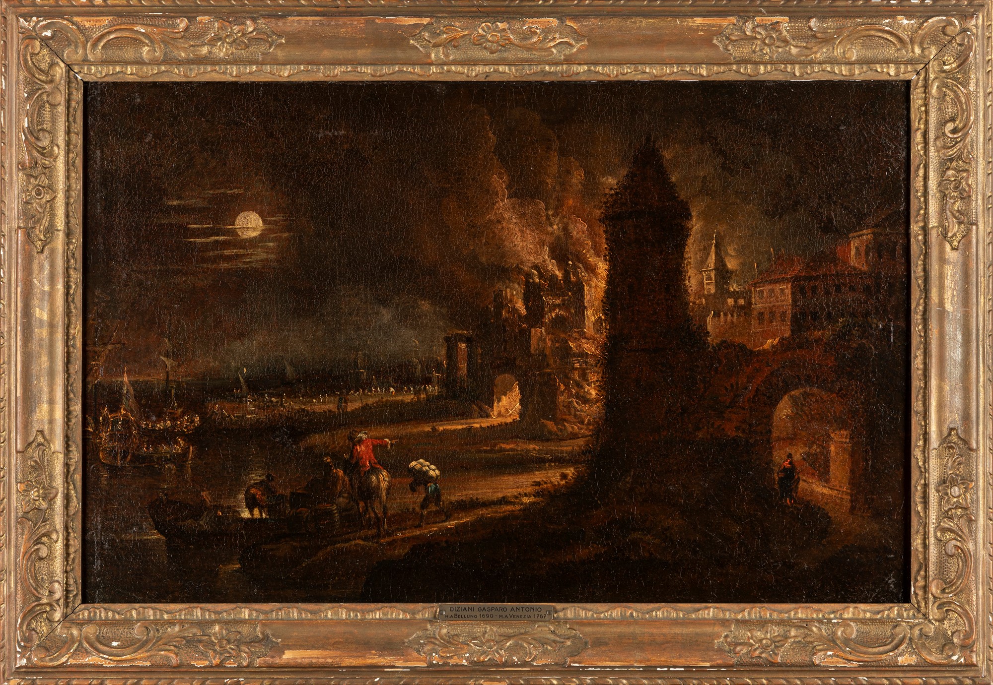 Flemish artist active in Italy, late seventeenth century - early eighteenth century - Night scene wi - Image 2 of 3