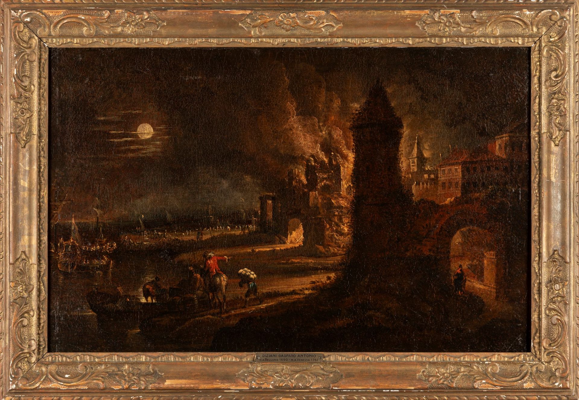 Flemish artist active in Italy, late seventeenth century - early eighteenth century - Night scene wi - Bild 2 aus 3