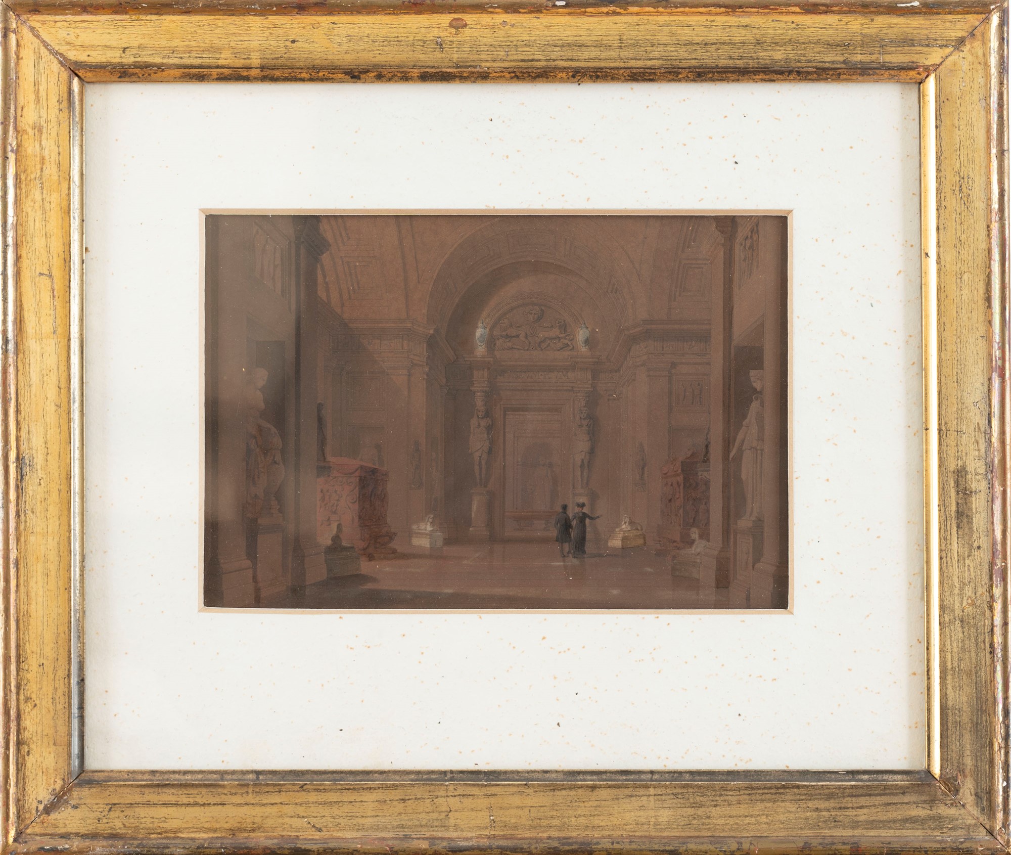 Jules-Frédéric Bouchet (Parigi 1799-1860) - Hall of the Pio Clementino Museum with the sarcophagus - Bild 2 aus 3