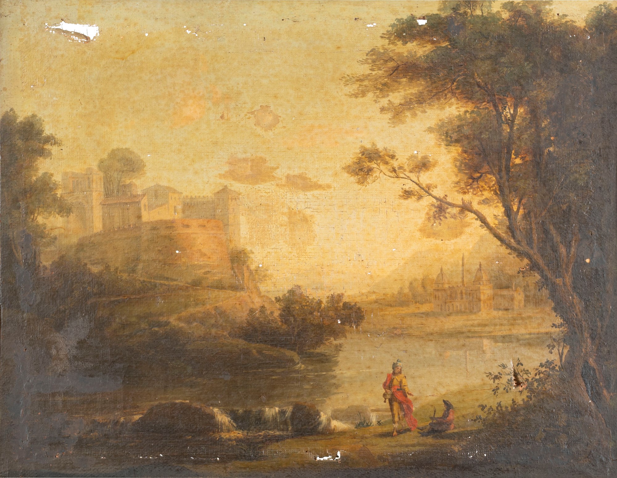 Italian school, late eighteenth century - early nineteenth century - Two Arcadian landscapes with by - Image 2 of 7