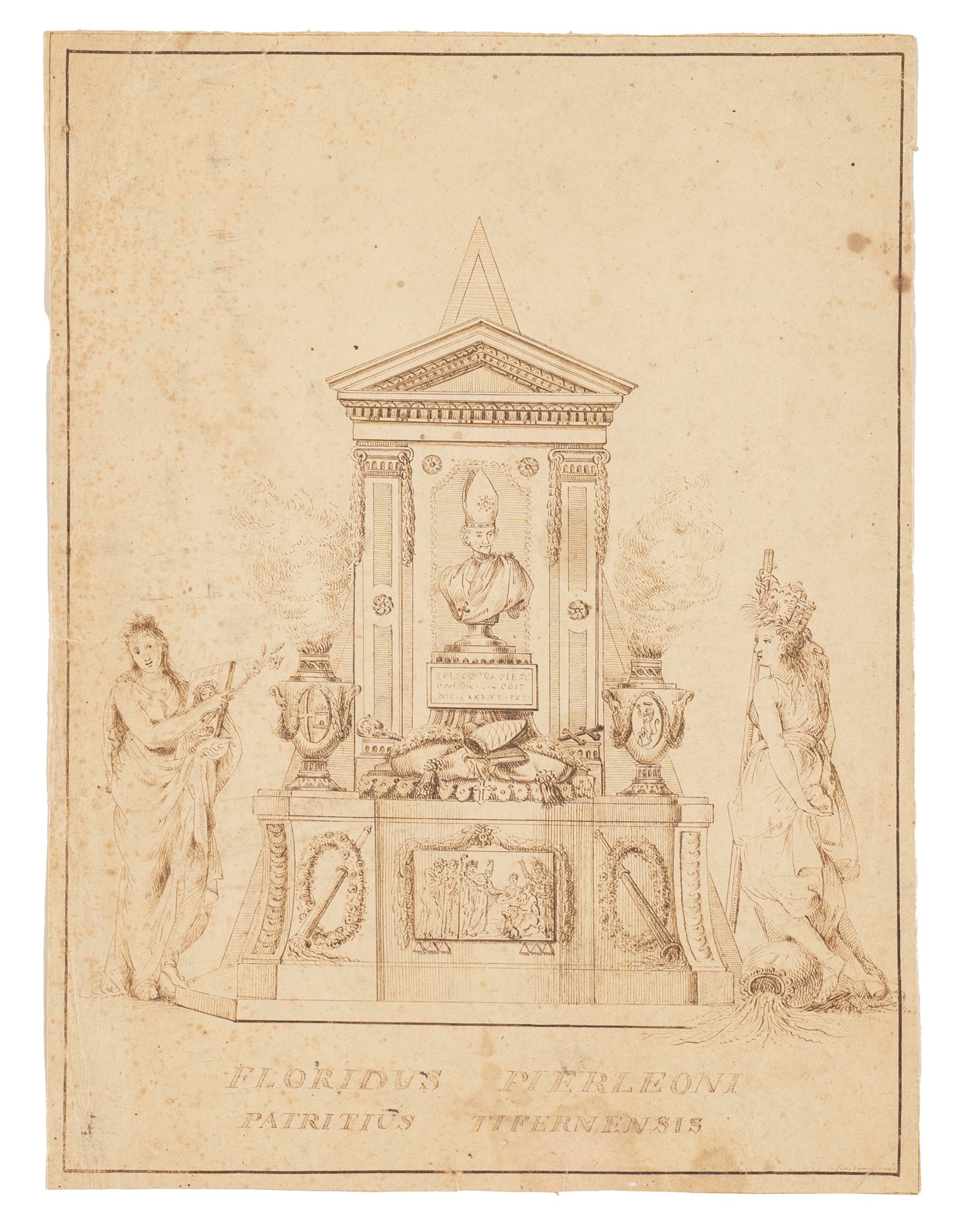 Italian School, XIX Century - Study for the funerary monument of Florido Pierleoni