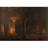 Flemish School, XVII century - Interior scene by candlelight with figures