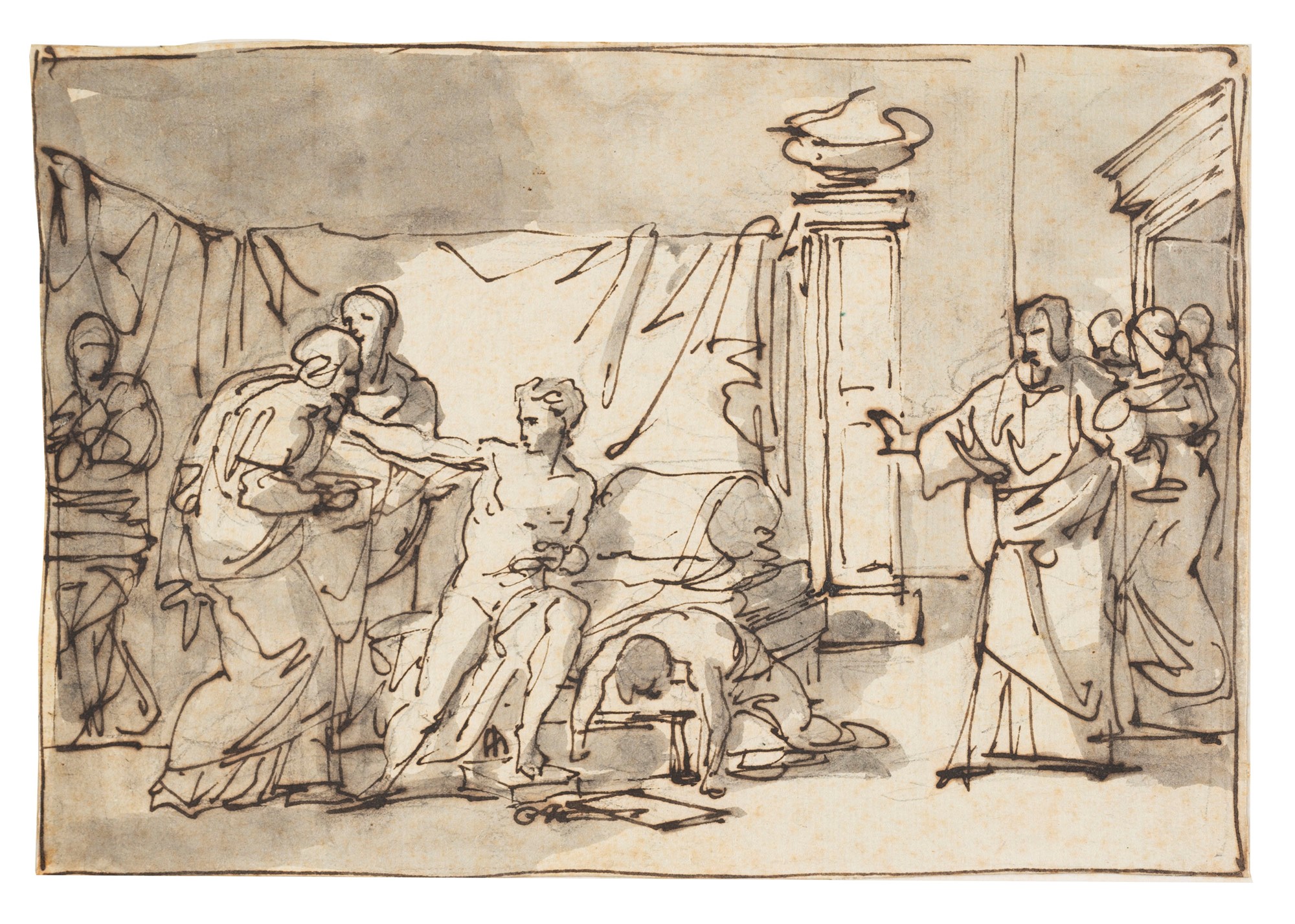 Francesco Coghetti (Bergamo 1802-Roma 1875) - Study for a Historical Scene in an Interior; Scene fr - Image 2 of 5