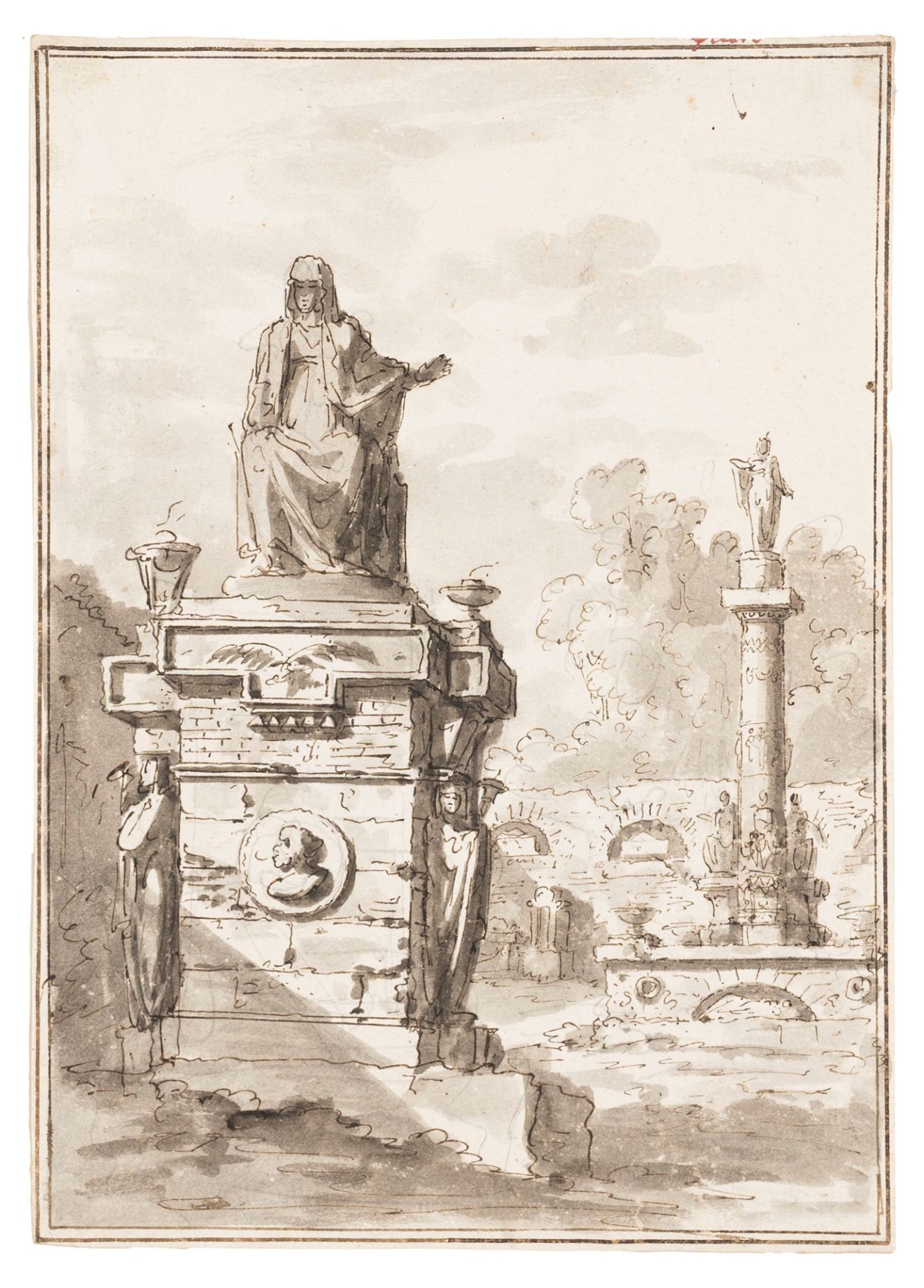Circle of Antonio Basoli (Castel Guelfo, 1774 – Bologna, 1843) - Architectural Capriccio with altar