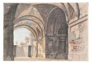 Attributed to Alessandro Sanquirico (Milan 1777 -1849) - Study for scenography with portico