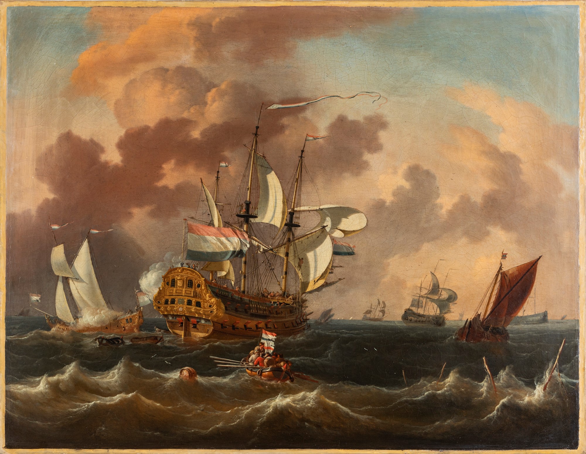 Abraham Storck (Amsterdam 1644-1708) - Sea with vessels sailing