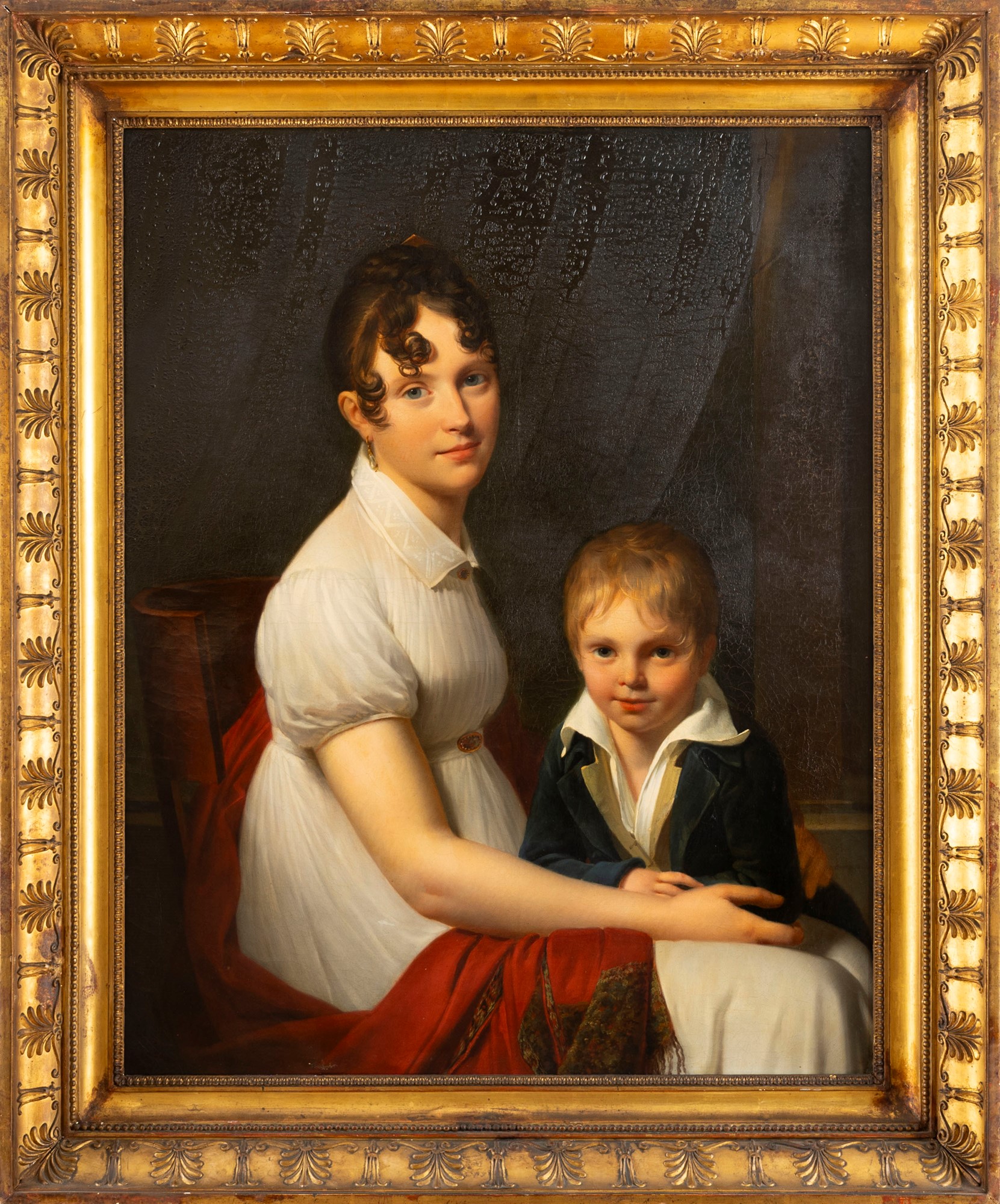Louis André Gabriel Bouchet (Parigi 1759-1842) - Portrait of a gentlewoman sitting with her son - Image 2 of 4