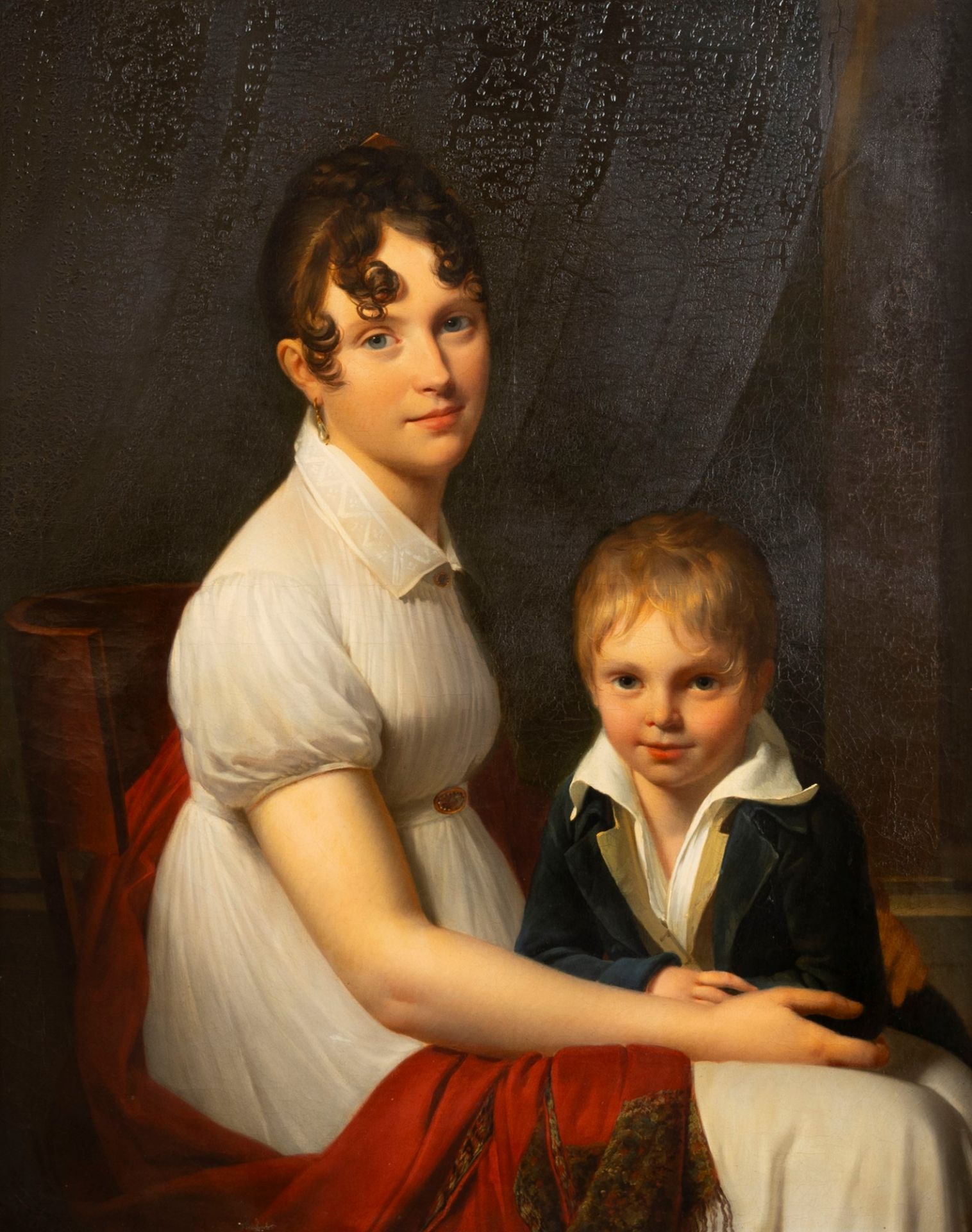 Louis André Gabriel Bouchet (Parigi 1759-1842) - Portrait of a gentlewoman sitting with her son