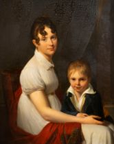 Louis André Gabriel Bouchet (Parigi 1759-1842) - Portrait of a gentlewoman sitting with her son