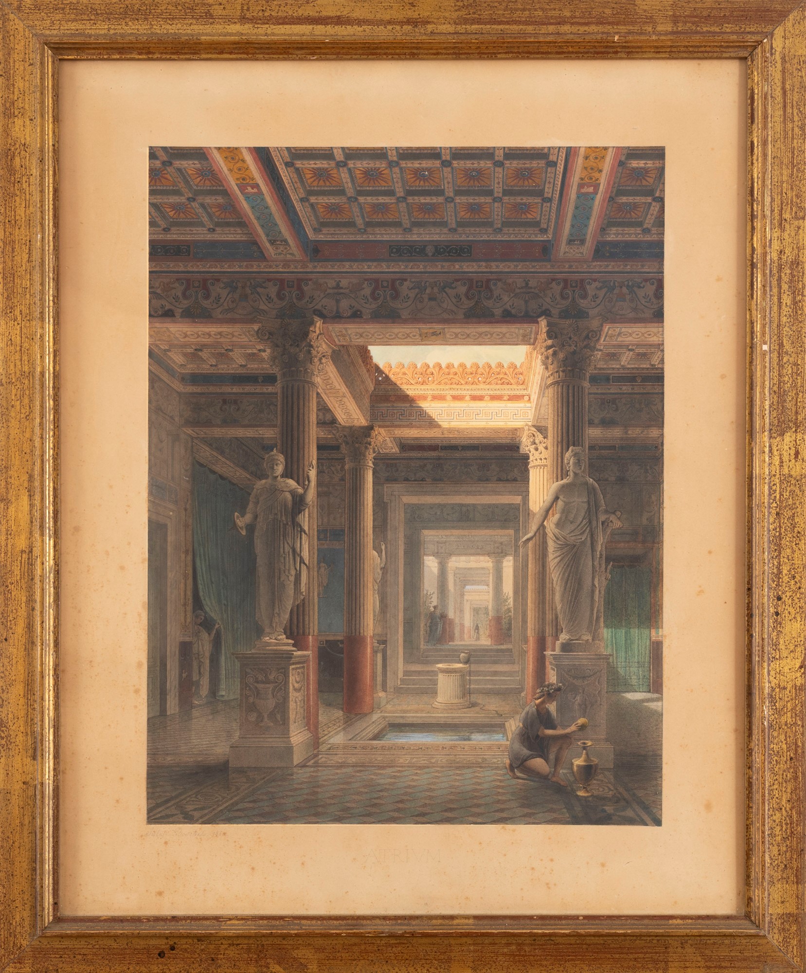 Jules-Frédéric Bouchet (Parigi 1799-1860) - Atrium of the house of the tragic poet in Pompeii - Image 2 of 3