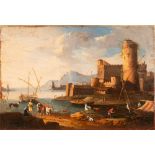 Flemish painter active in Italy, early eighteenth century - Coastal landscape with figures