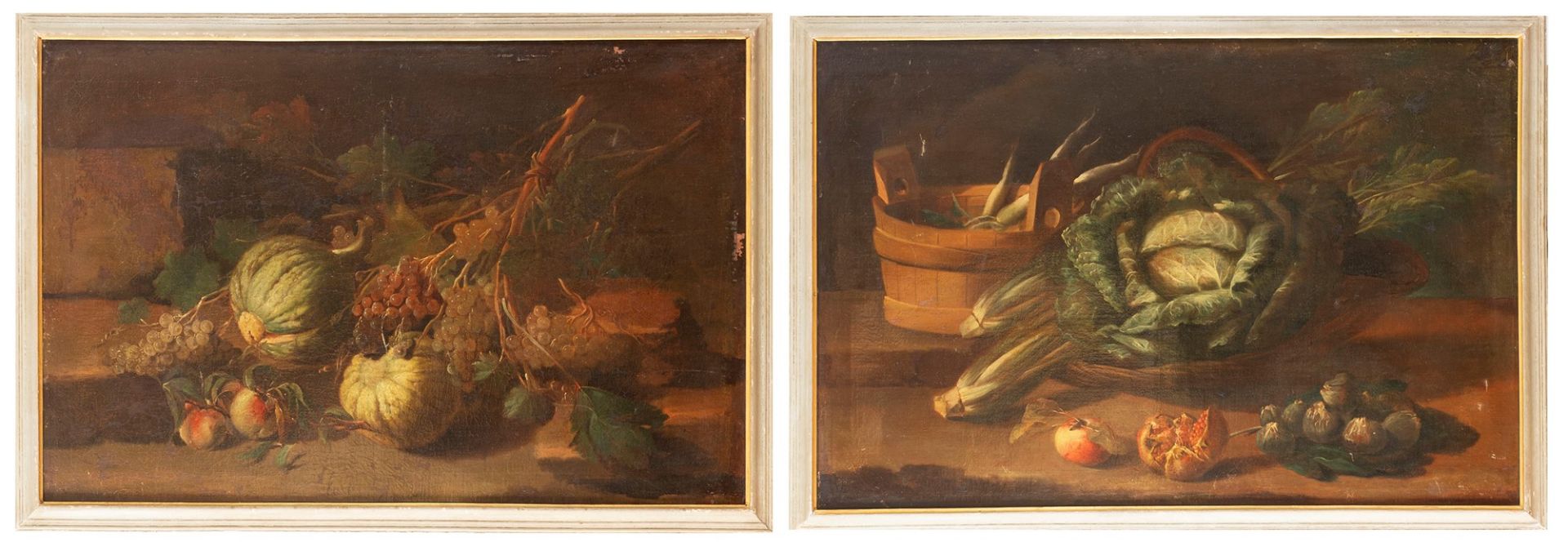 Emilian school, end of the eighteenth century - Two still lifes in a kitchen interior