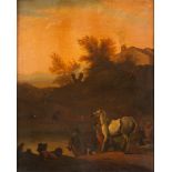 Pieter van Bloemen, known as the Standard (Anversa 1657-1720) - Landscape with ford