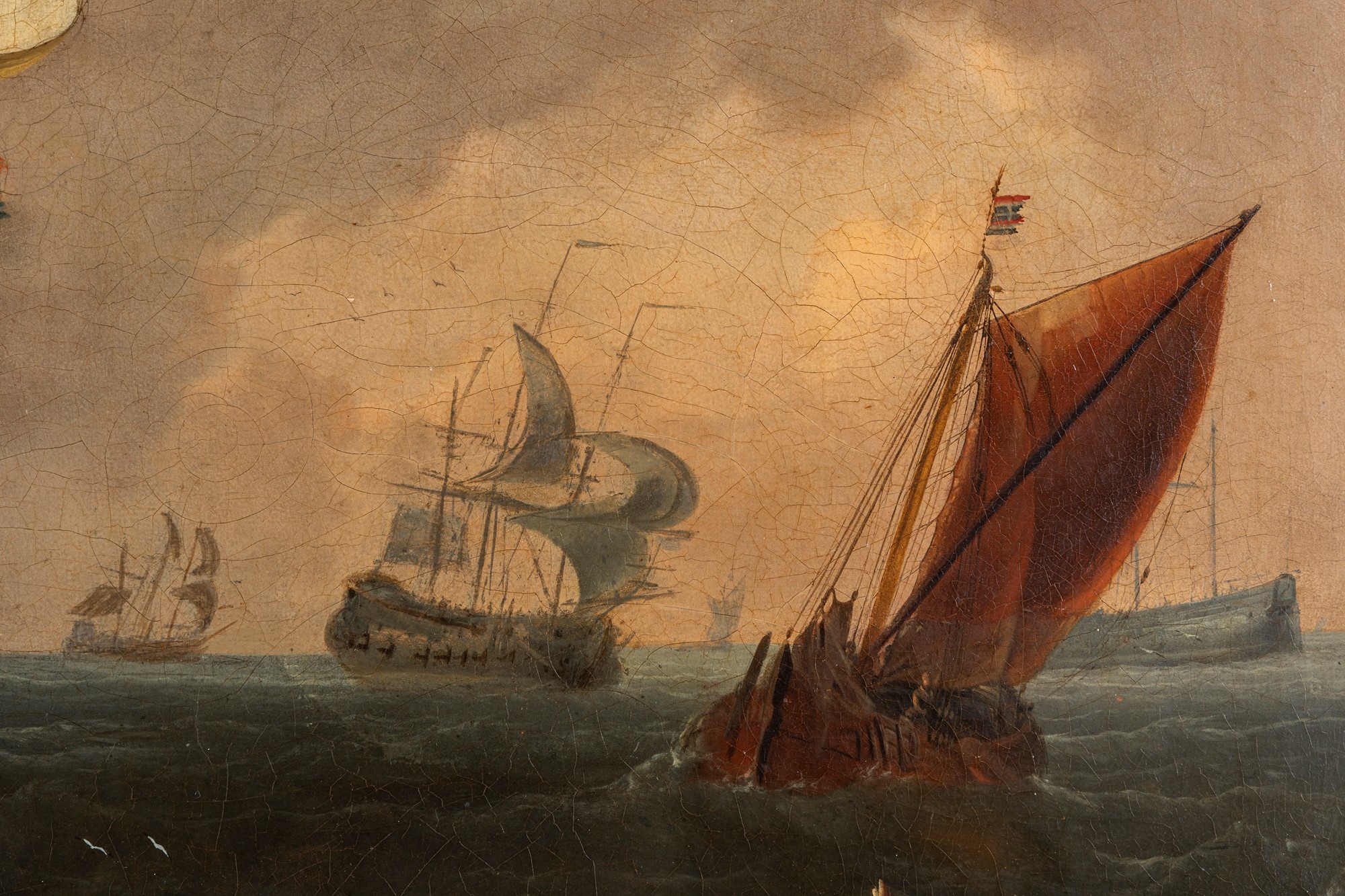Abraham Storck (Amsterdam 1644-1708) - Sea with vessels sailing - Image 3 of 5