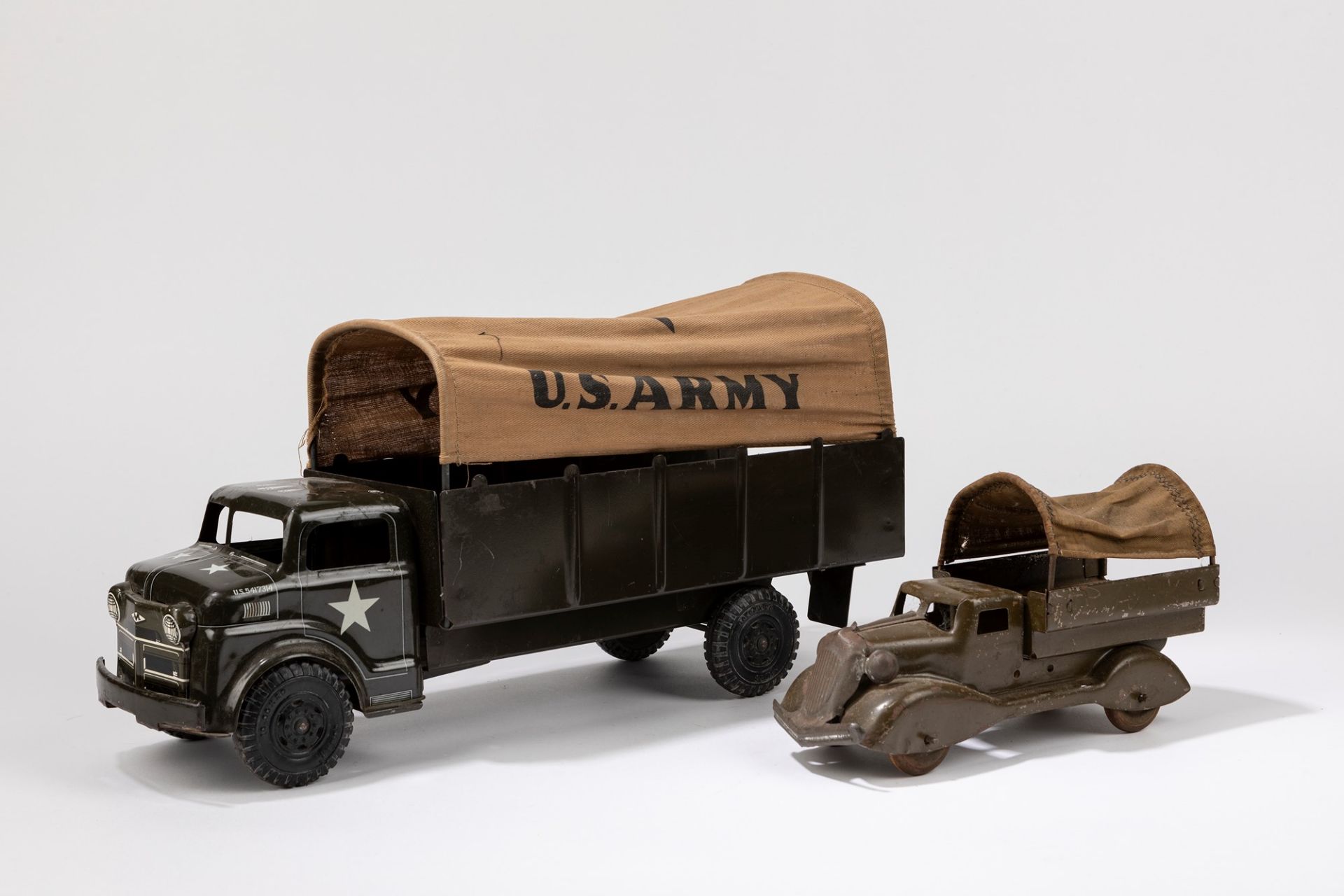 Marx Toys - Two USA Army military trucks