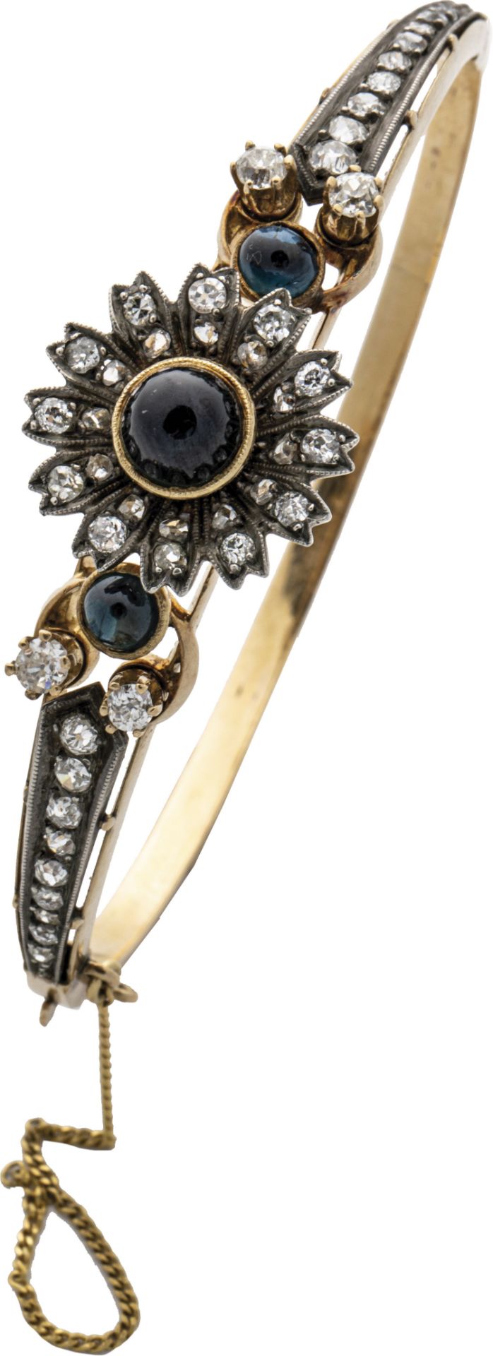 Belle Era Cuff Bracelet with Diamonds and Sapphires