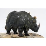 Monumental rhinoceros made of natural agate